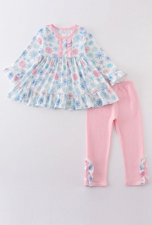 Baby Blue and Perfect Pink Snowflake Outfit