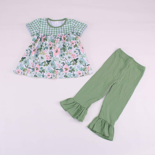 Green Floral Ruffle Outfit