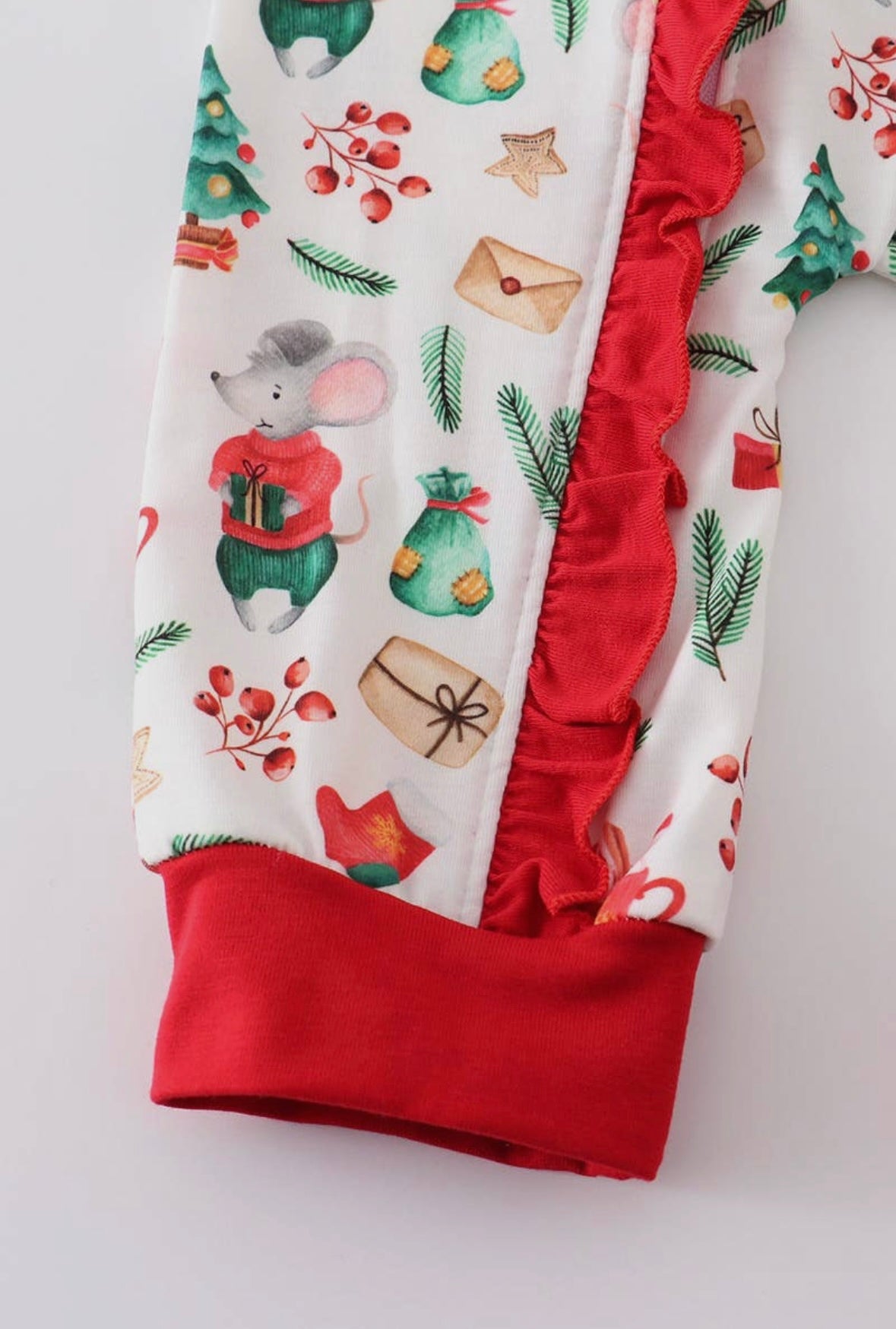 Mouse and Gift Christmas Zipper Romper