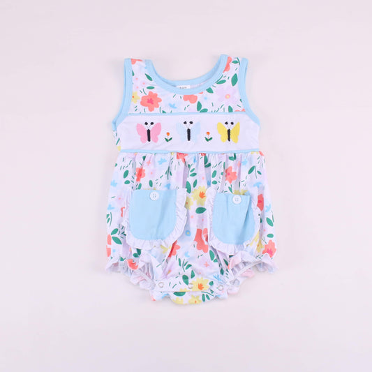 Three Butterfly Two Pocket Romper