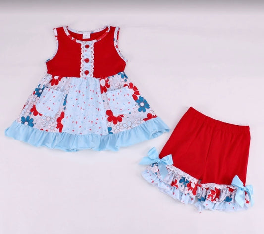 Red White and Blue Flower Outfit