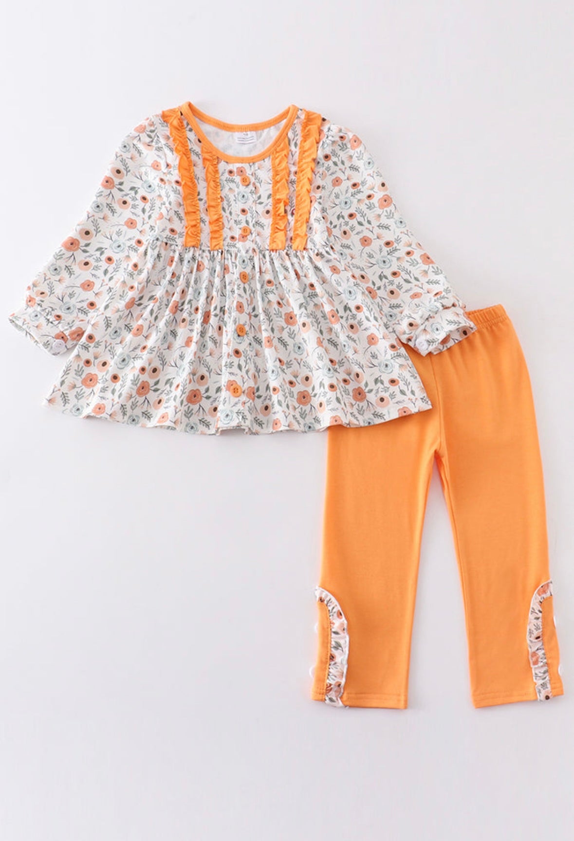 Apricot Foe Button Floral Outfit
