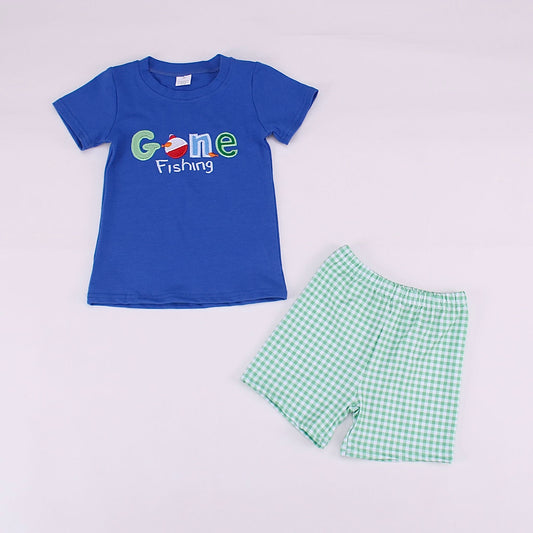 Boys Gone Fishing Blue Green Outfit