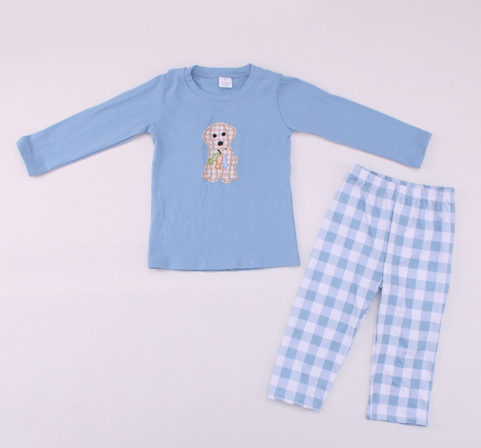 Boys Blue Fishing Dog Outfit