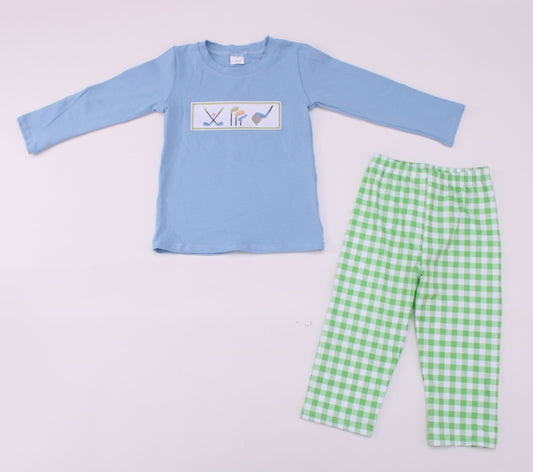 Boys Blue and Green Golf Outfit