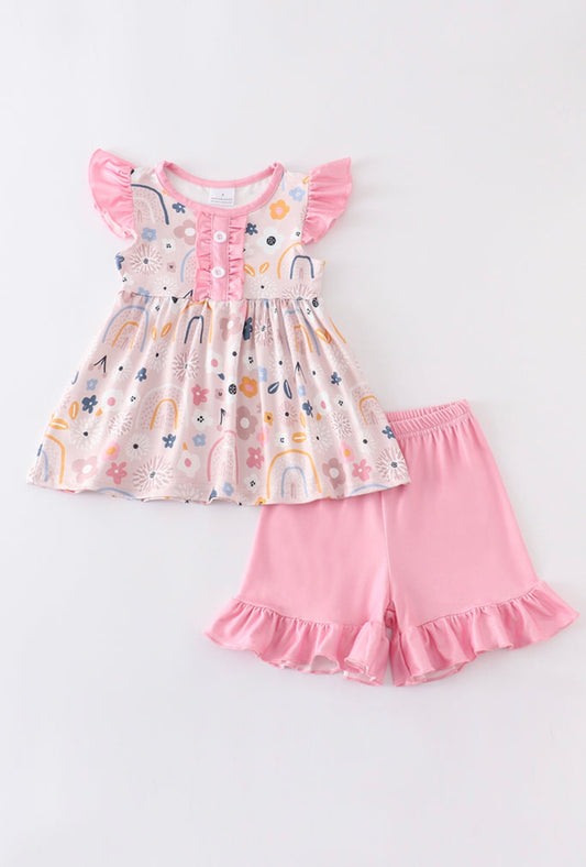Pink Rainbow and Flower Outfit (Size up)