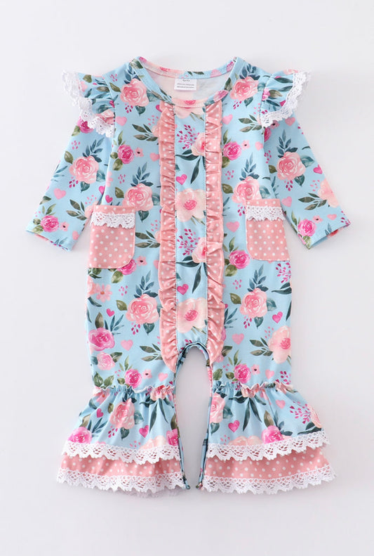Hearts and Flowers Ruffle Romper