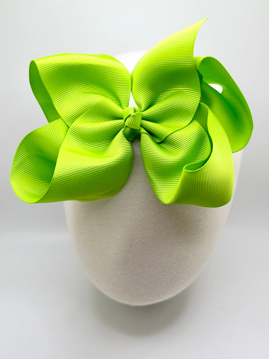 Lime Green Large Clip Bow