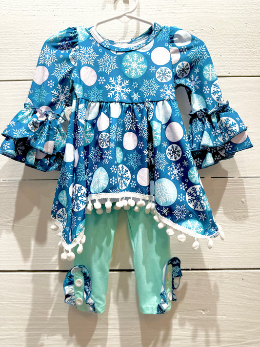 Blue and Sea Foam Snowflake Outfit