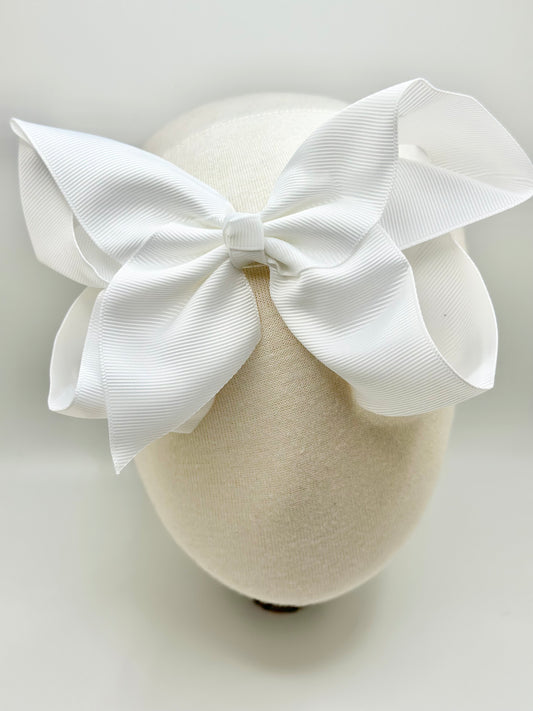 White Large Clip Bow