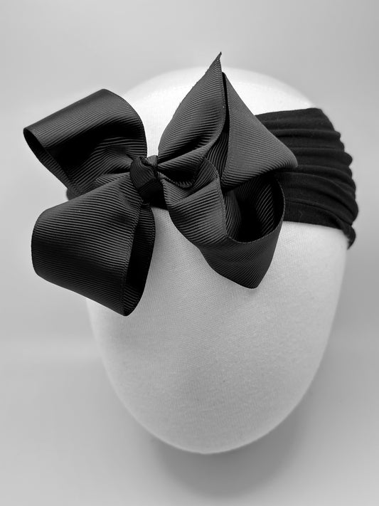 Black Wide Headband Bow
