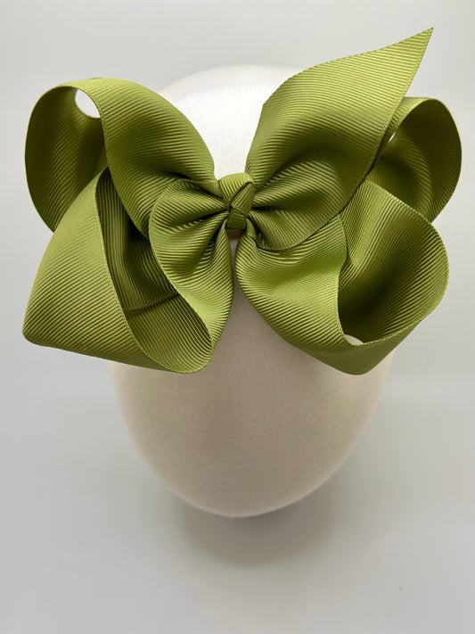 Olive Green Large Clip Bow