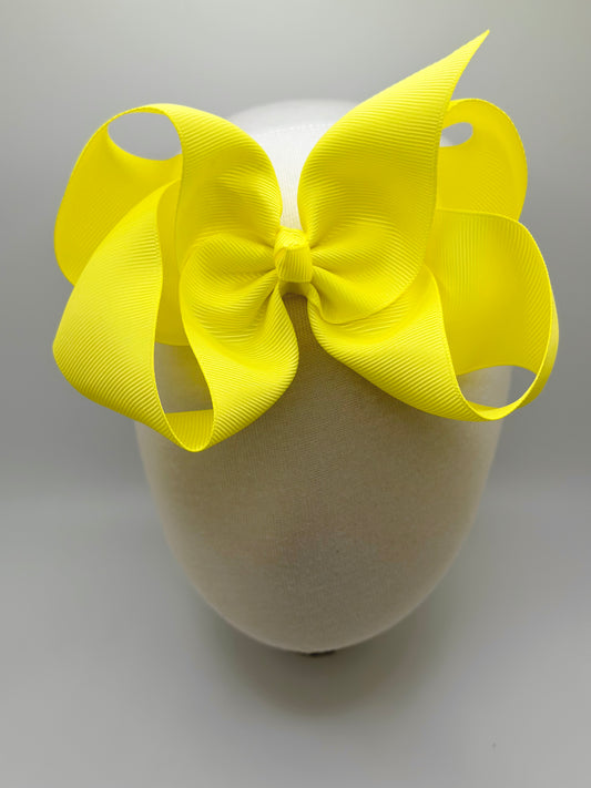 Lemon Yellow Large Clip Bow