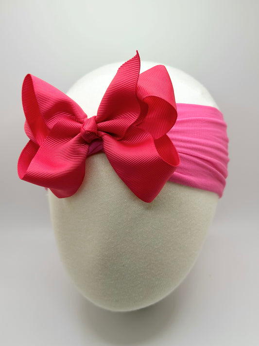 Bright Pink Wide Headband Bow