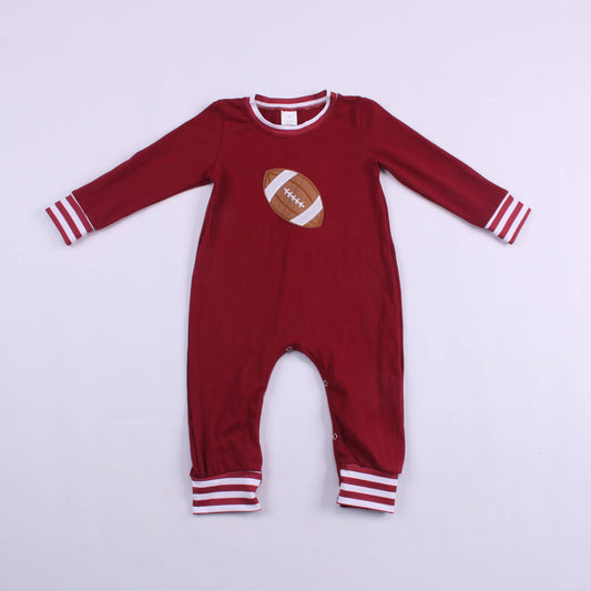 Boys Maroon Football Romper