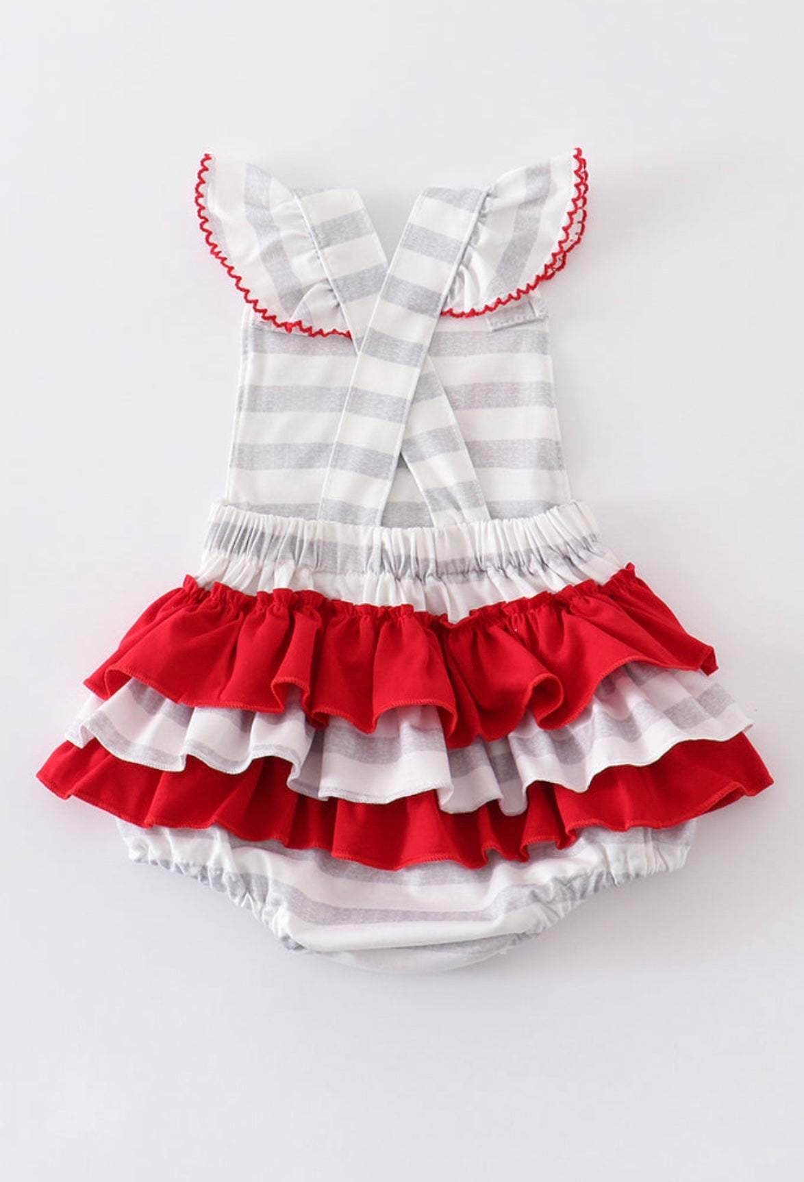 Red and Gray Baseball Ruffle Bubble