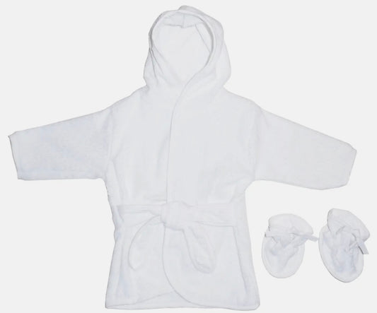 White Terry Cloth Hooded Robe and Booties