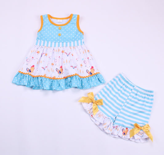 Pacific Blue Golden Chicken Ruffle Outfit