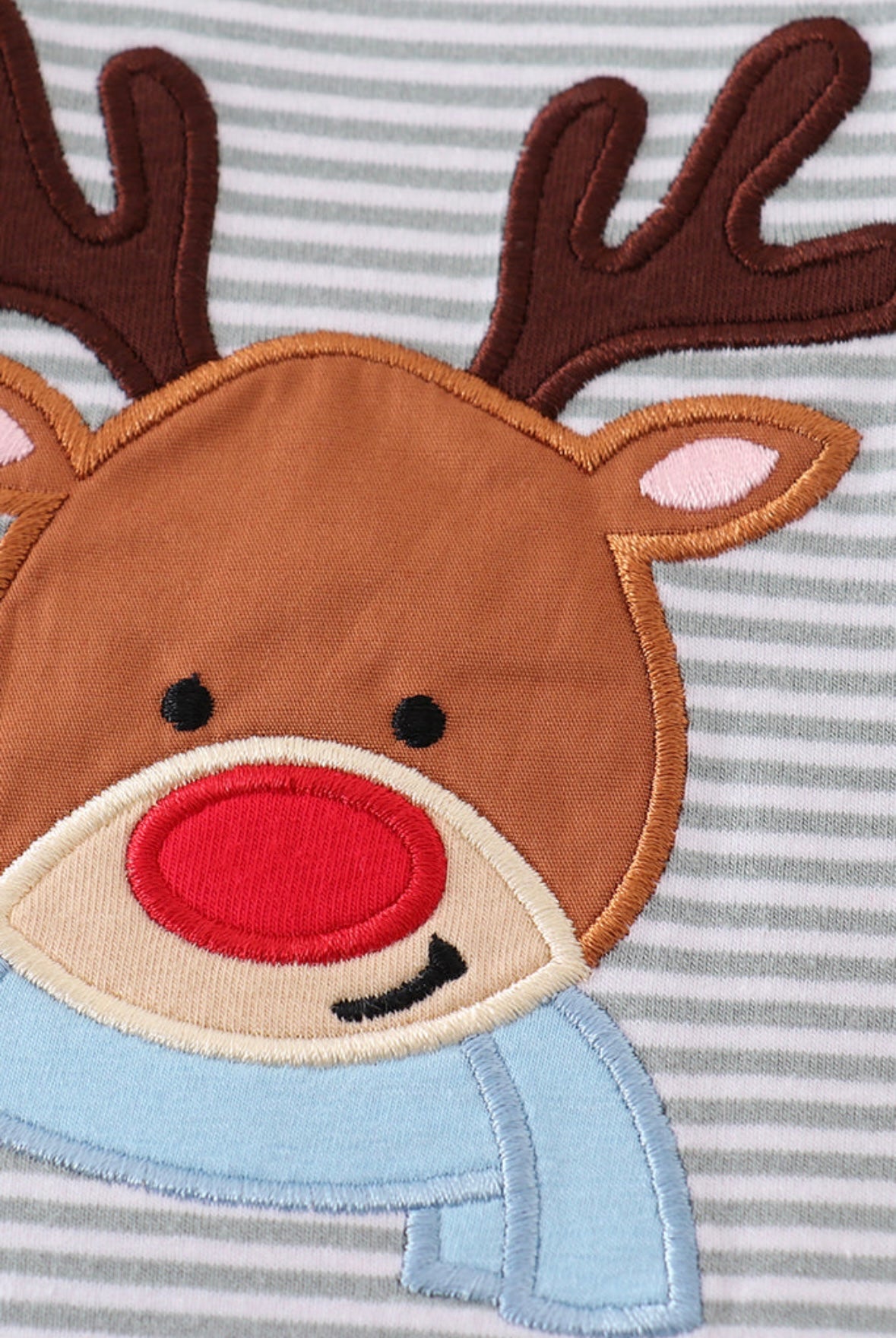 Blue Scarf Rudolph Shoulder Closure Romper