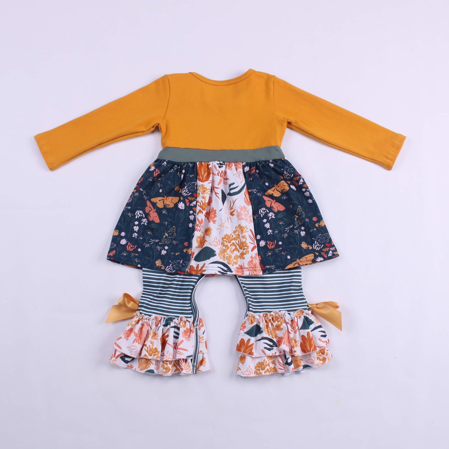 Fall Flowers and Butterflies Skirted Romper