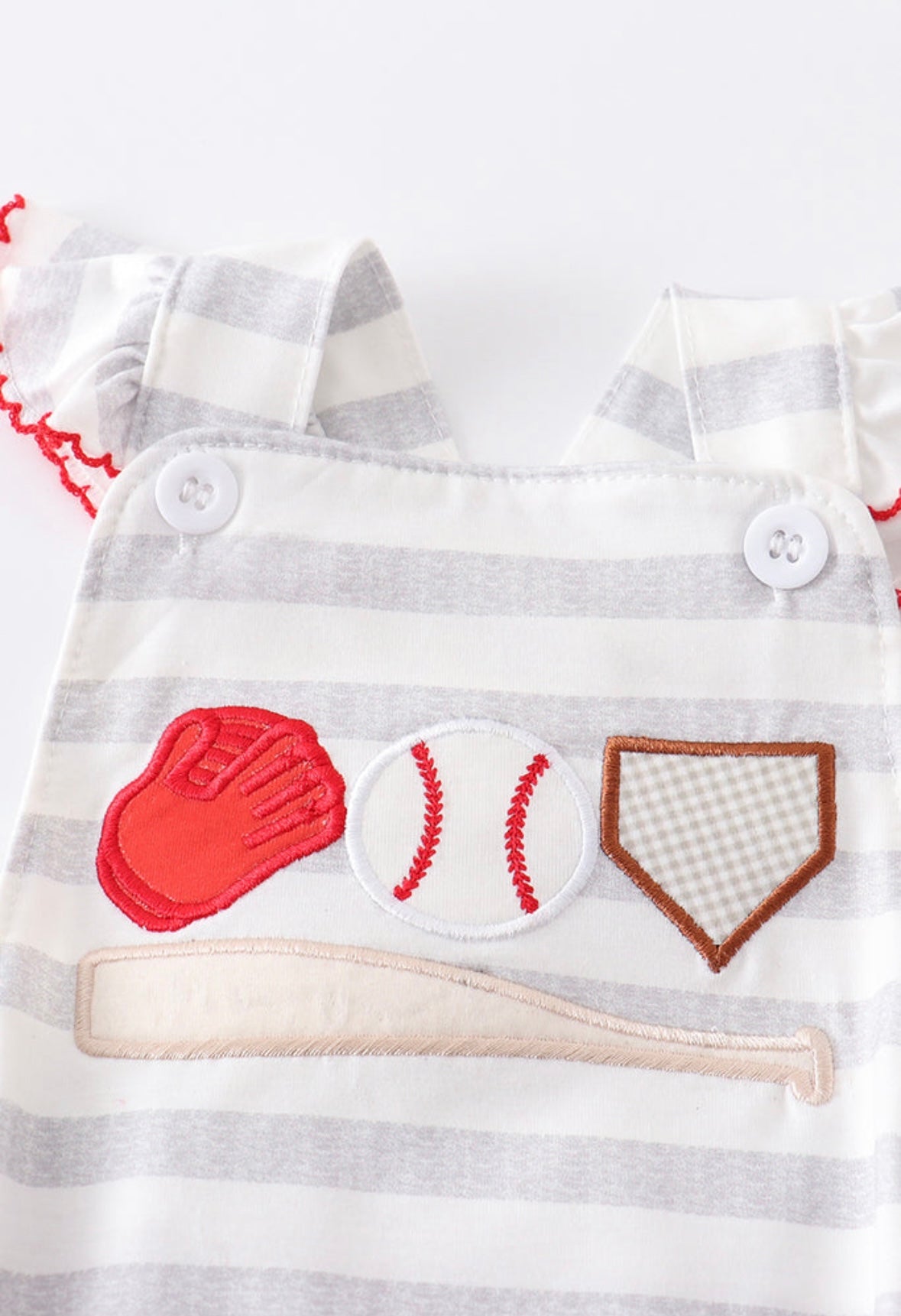 Red and Gray Baseball Ruffle Bubble