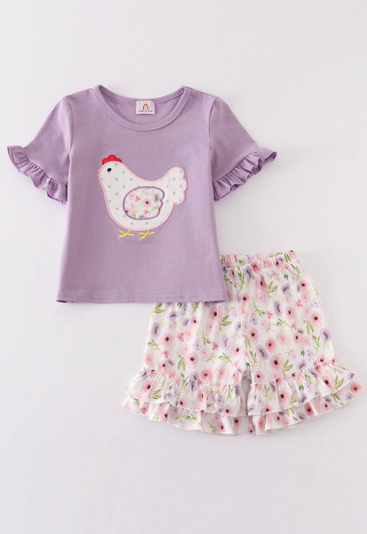 Purple Ruffle Bottom Chicken Outfit