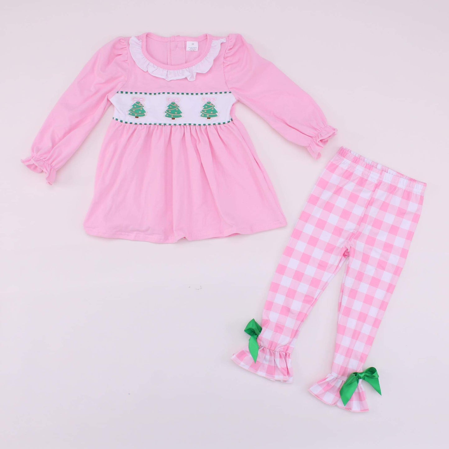 Pink and Green Three Tree Ruffle Outfit