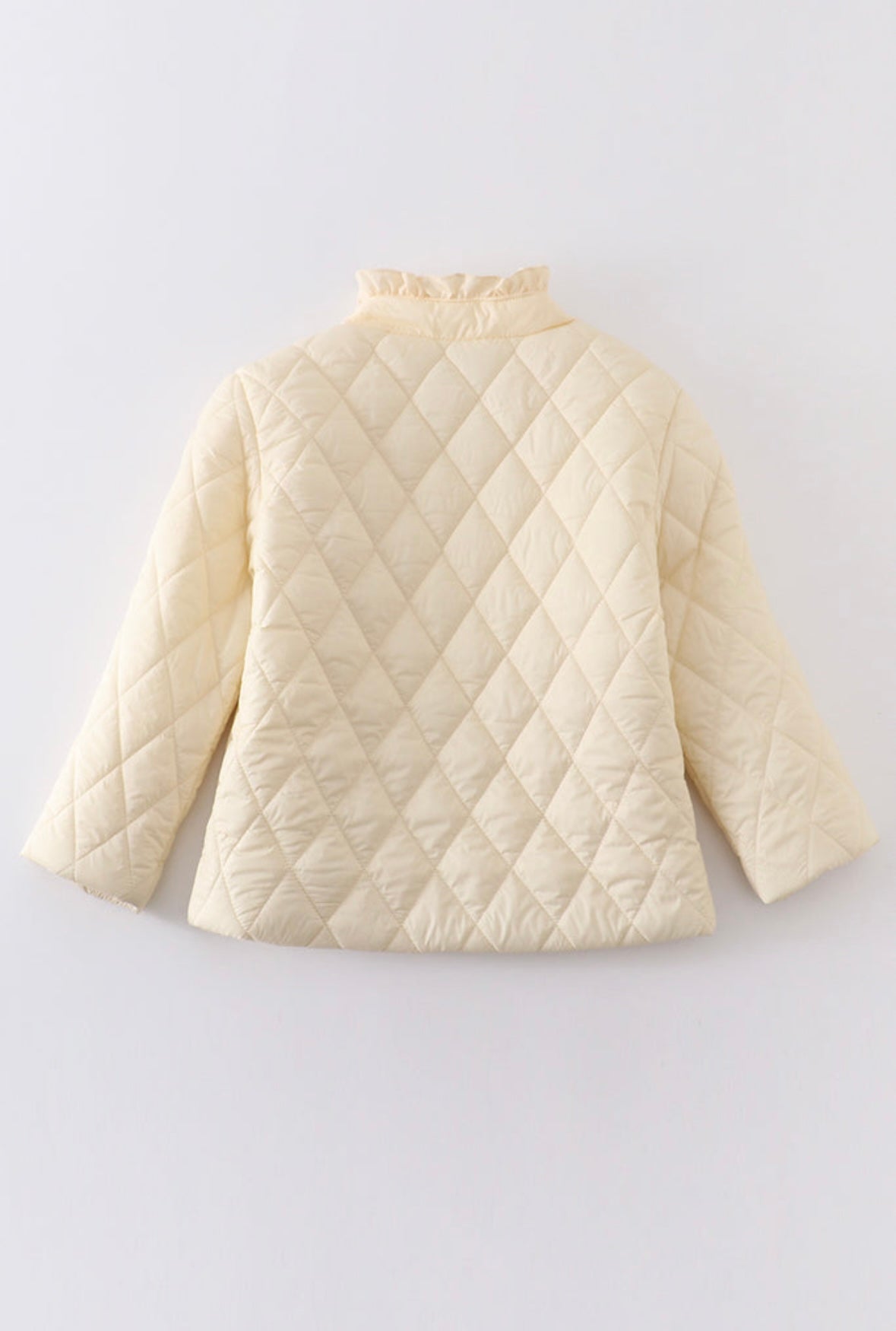 Cream Ruffle Quilted Coat