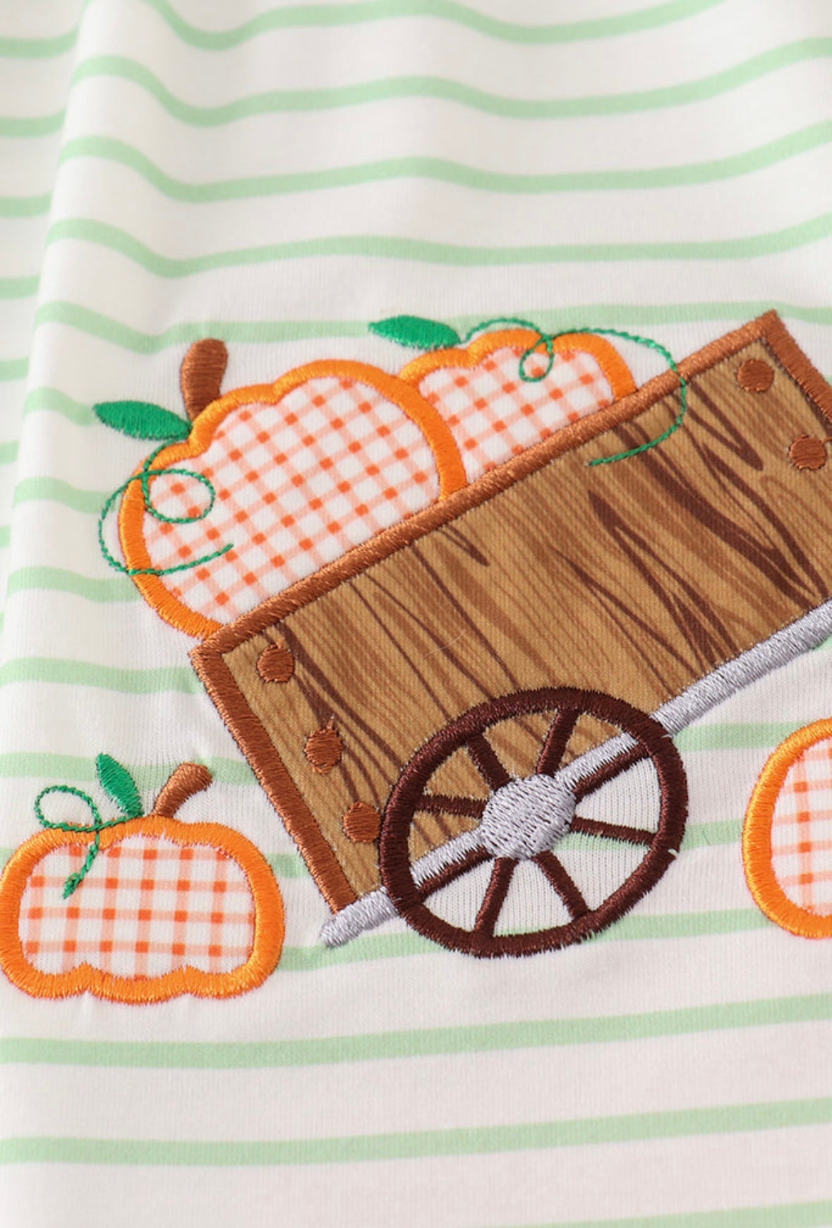 Boys Green and Orange Pumpkin Wagon Romper