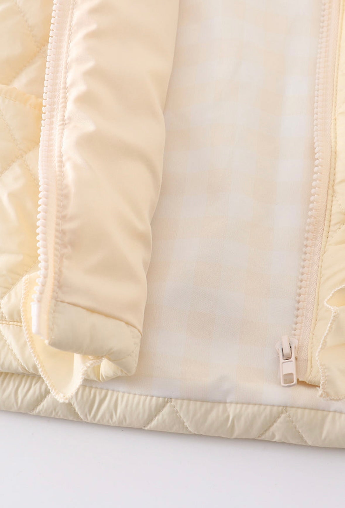 Cream Ruffle Quilted Coat