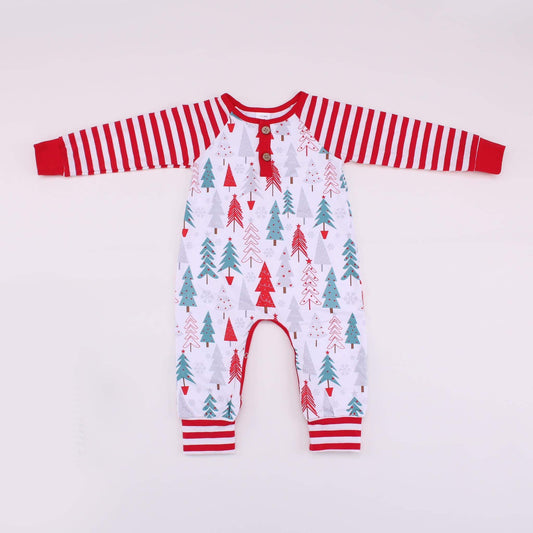 Boys Red and White Tree Romper