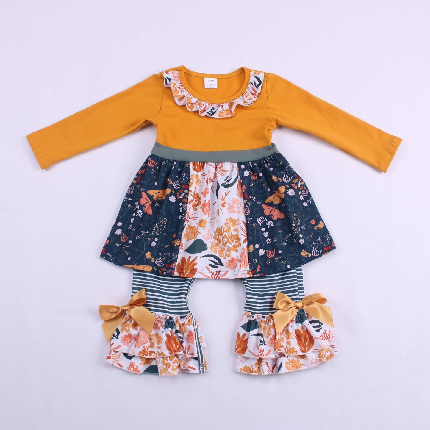 Fall Flowers and Butterflies Skirted Romper