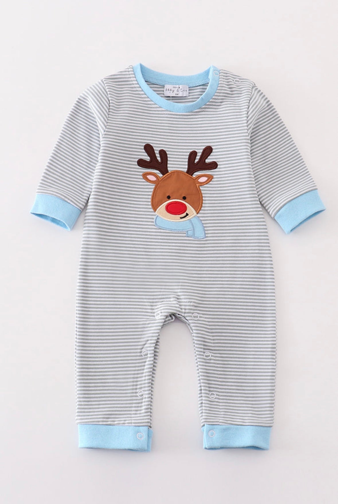 Blue Scarf Rudolph Shoulder Closure Romper