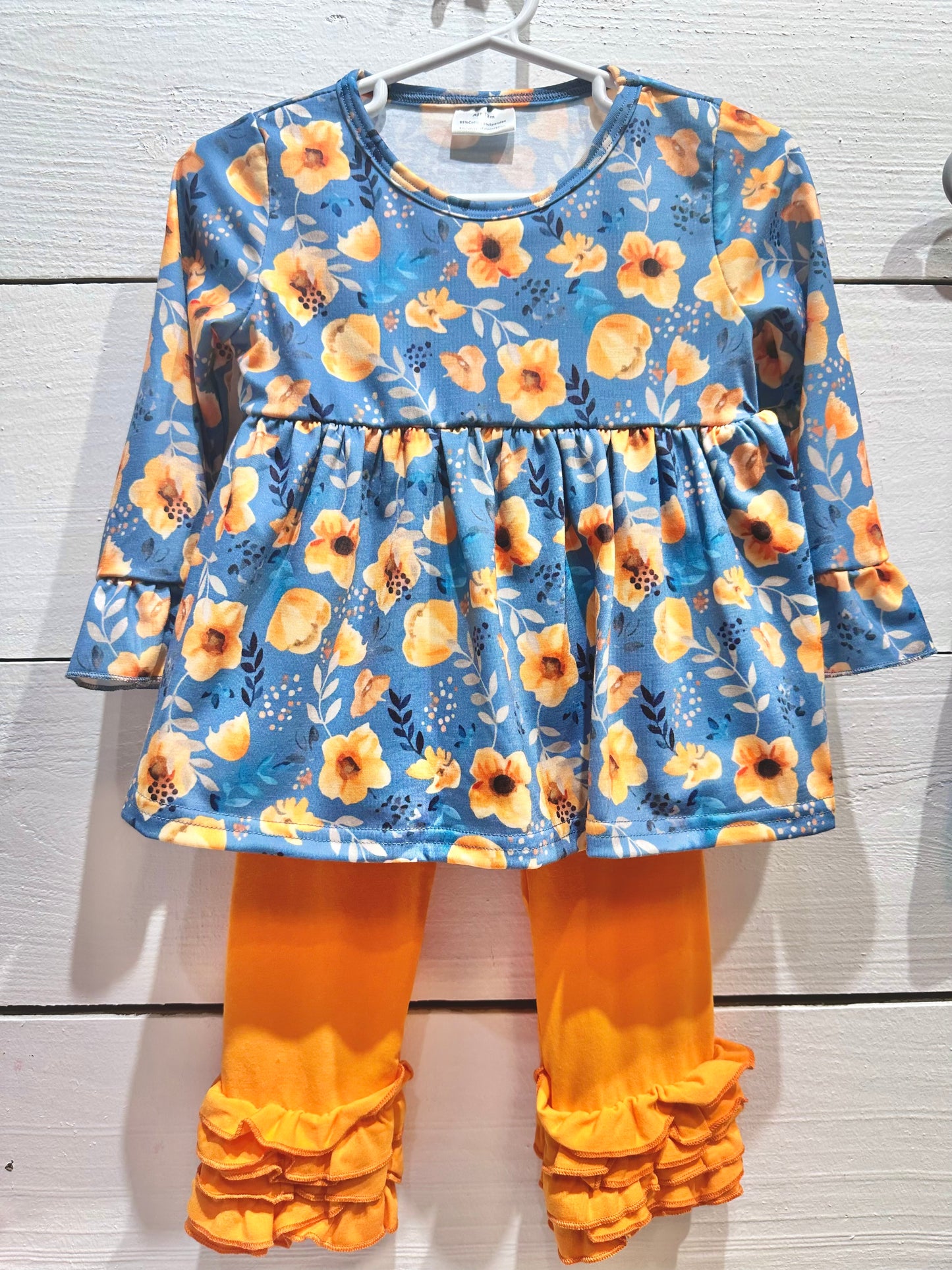 Orange and Blue Poppies Ruffle Outfit