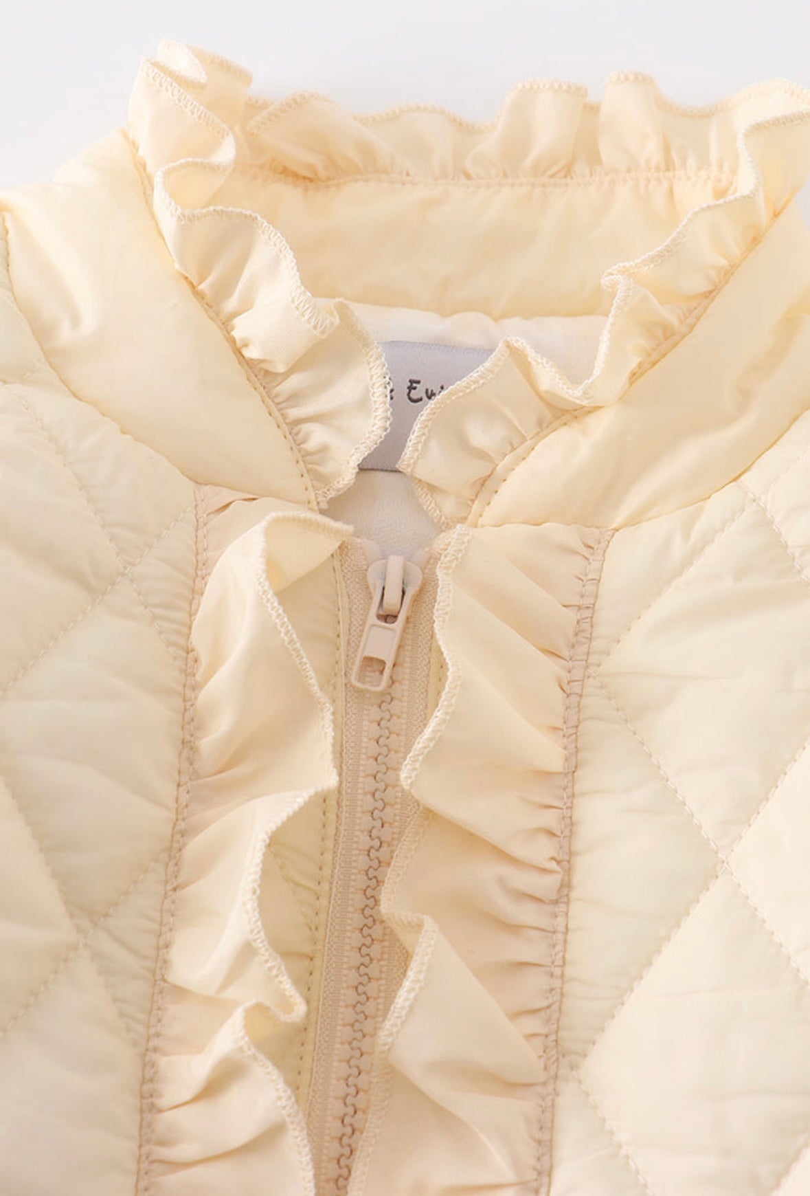 Cream Ruffle Quilted Coat