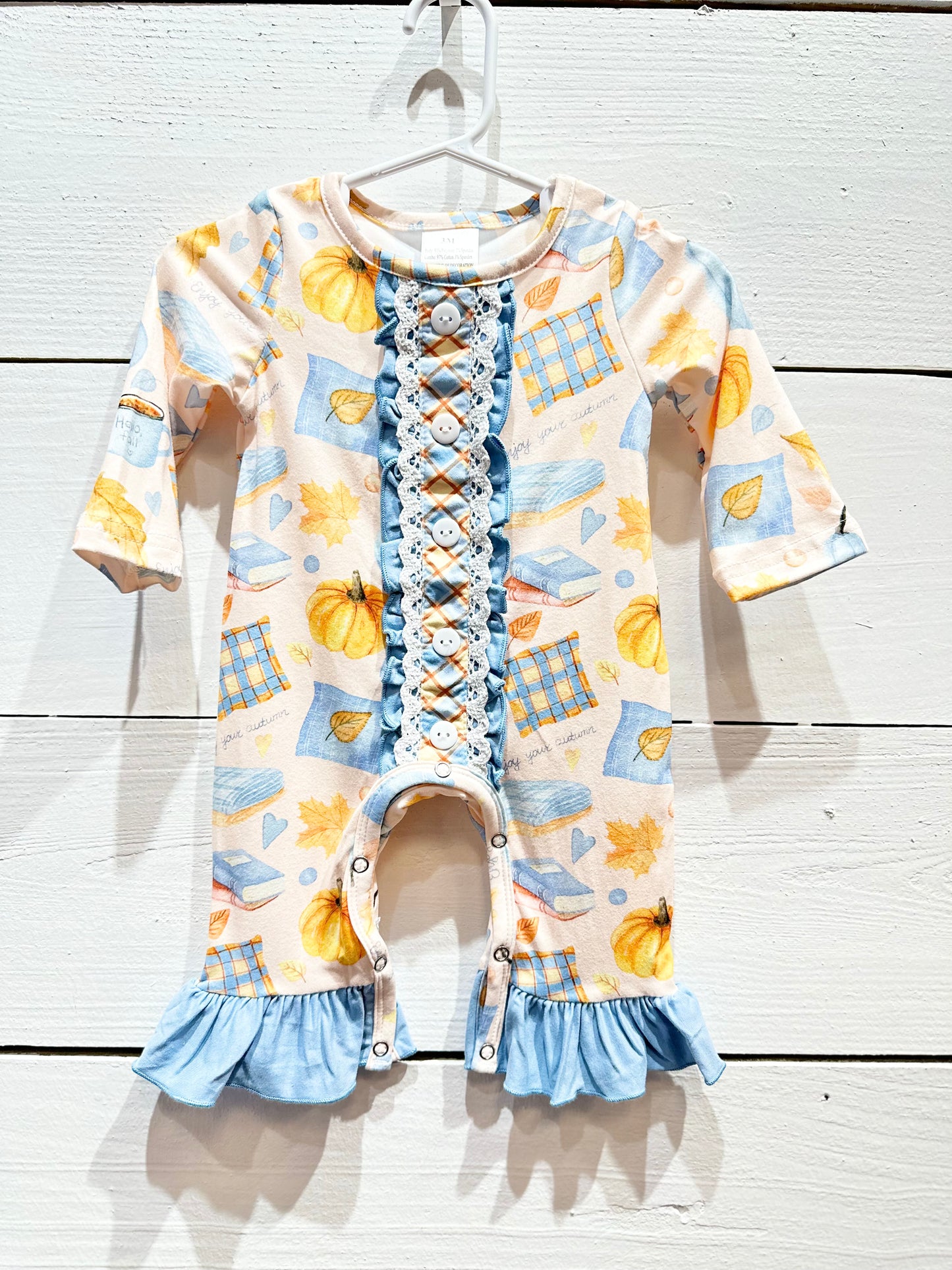 Blue Pumpkin Autumn Romper